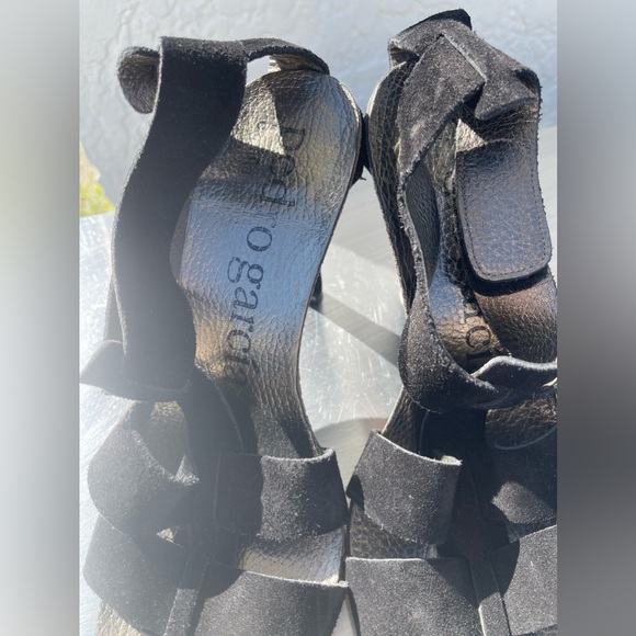 NEW ⭐️ Pedro Garcia Raw Black Suede and Leather Sole Heels Women’s Size 39 - Picture 3 of 6